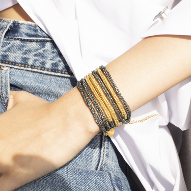 Collar-Brazalete Belen Grueso Dorado Largo 3T Gris Iris